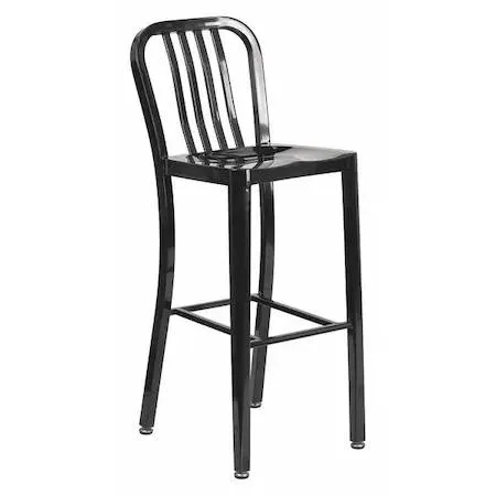 Flash Furniture Flash Furniture 30" High Black Metal Indoor-Outdoor Barstool Vertical Slat Back patio furniture — product photo