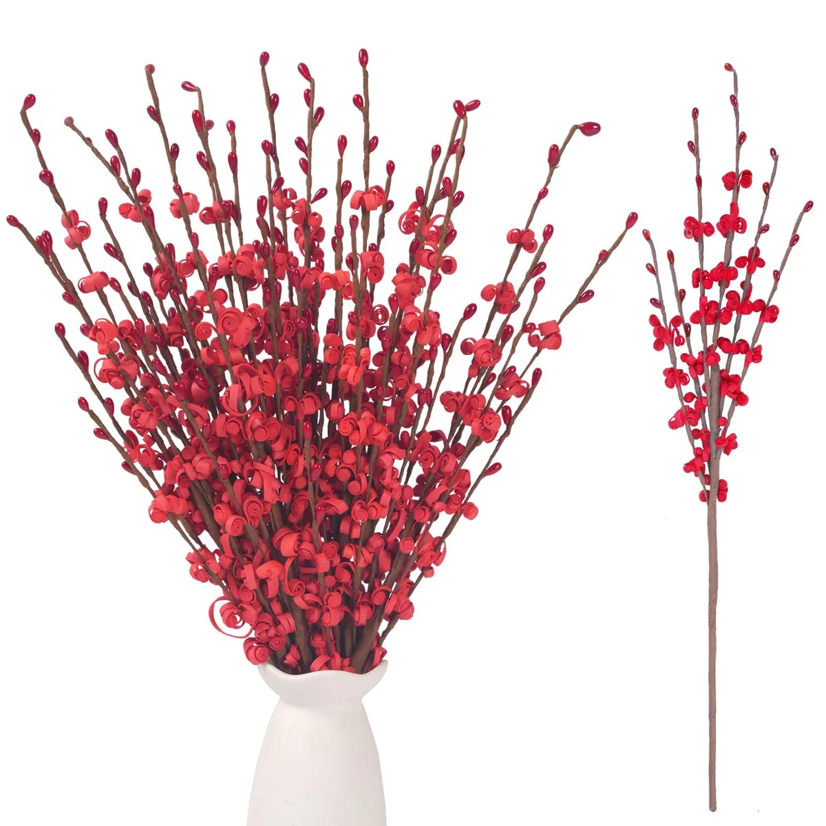  Wootkey Artificial Jasmine Floral Arrangement 10Pcs 17.5'' Red Berries — product photo
