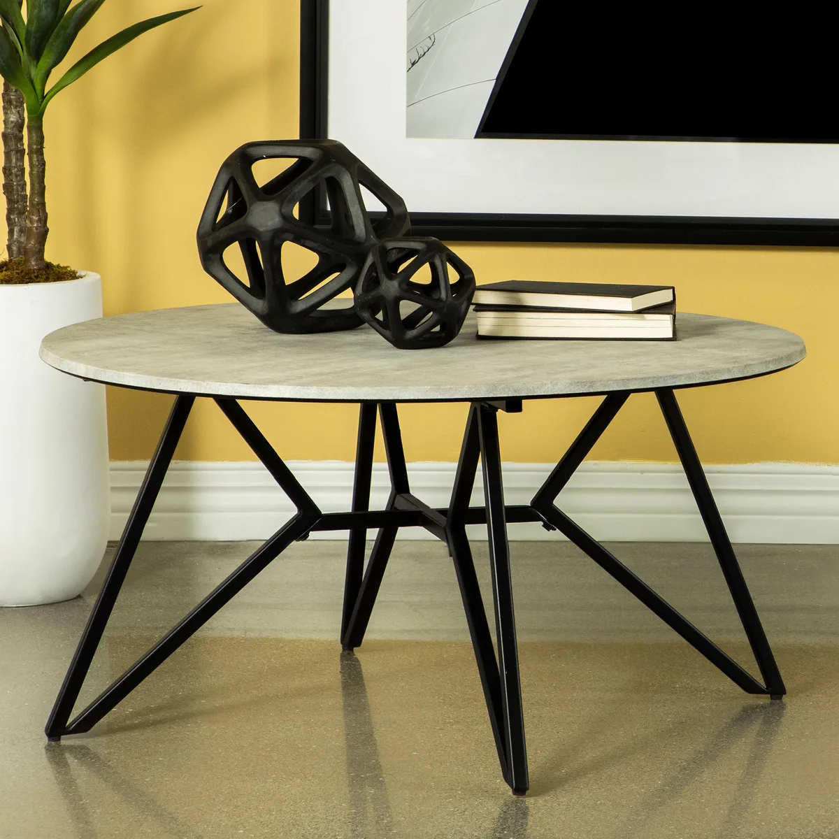 tuphen tuphen Travis Cement Gunmetal Round Top Coffee Table — product photo