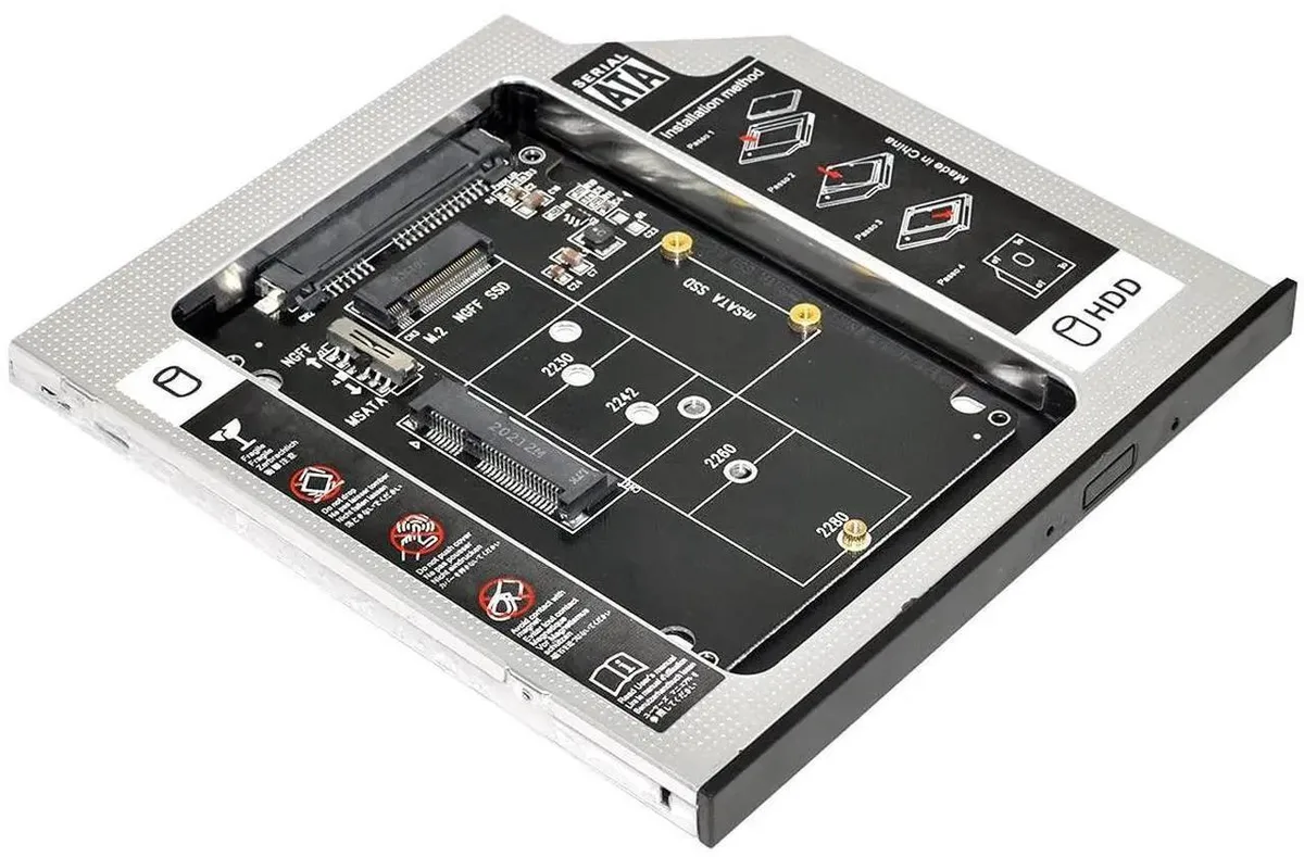 Vszerda Vszerda MSATA NGFF B/M-Key SSD to Slimline SATA 13Pin Caddy Case 9.5mm — product photo