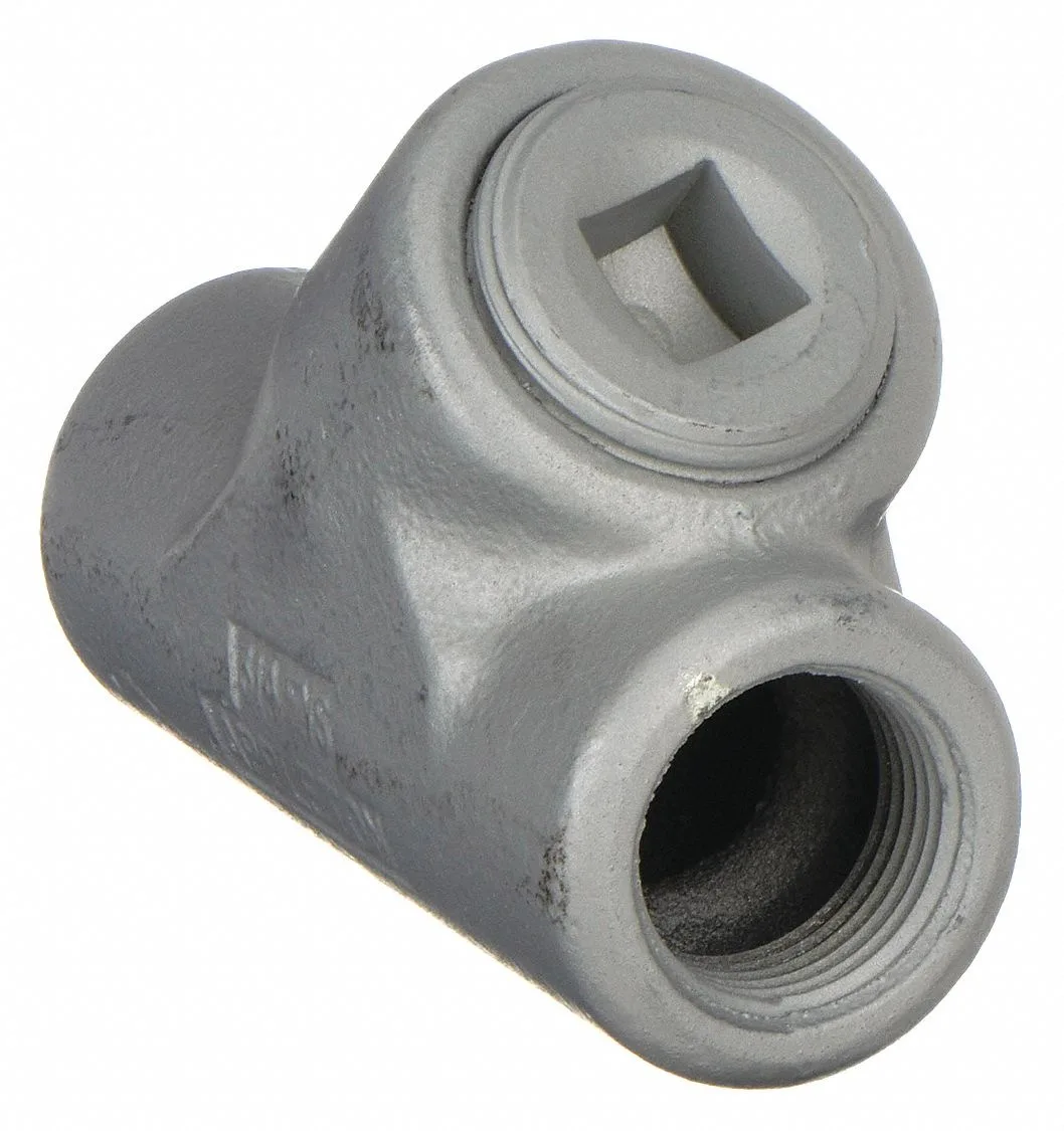 Silver iron sealing conduit fitting, 3/4 inch threaded ends, horizontal vertical orientation