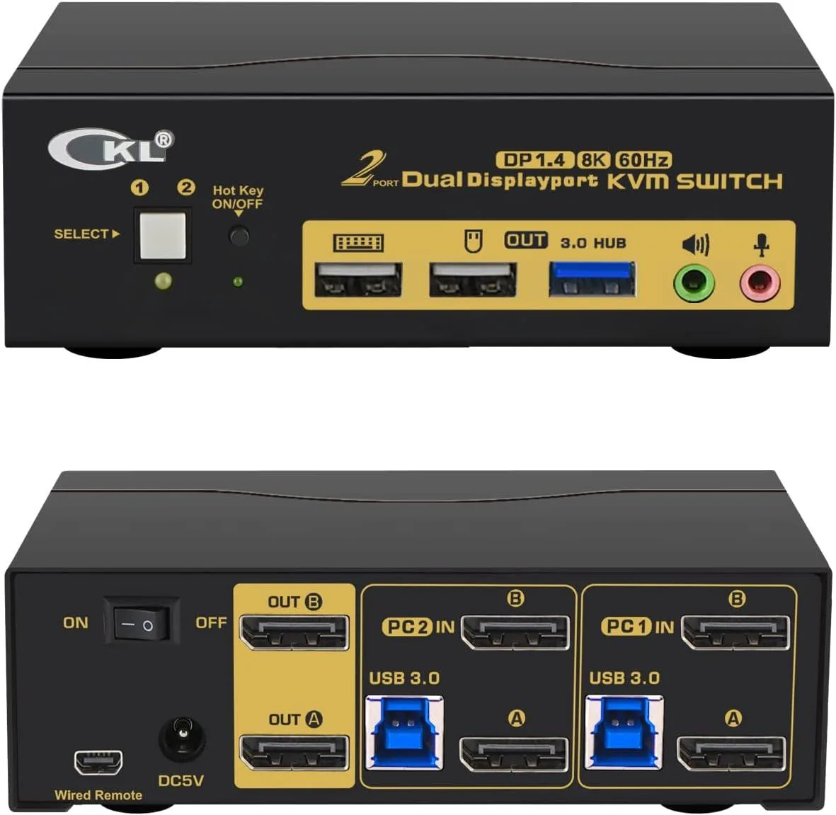 AUTECH AUTECH 622DP-4 KVM Switch Dual Monitor DisplayPort 1.4 4K@144Hz 8K@30Hz — product photo