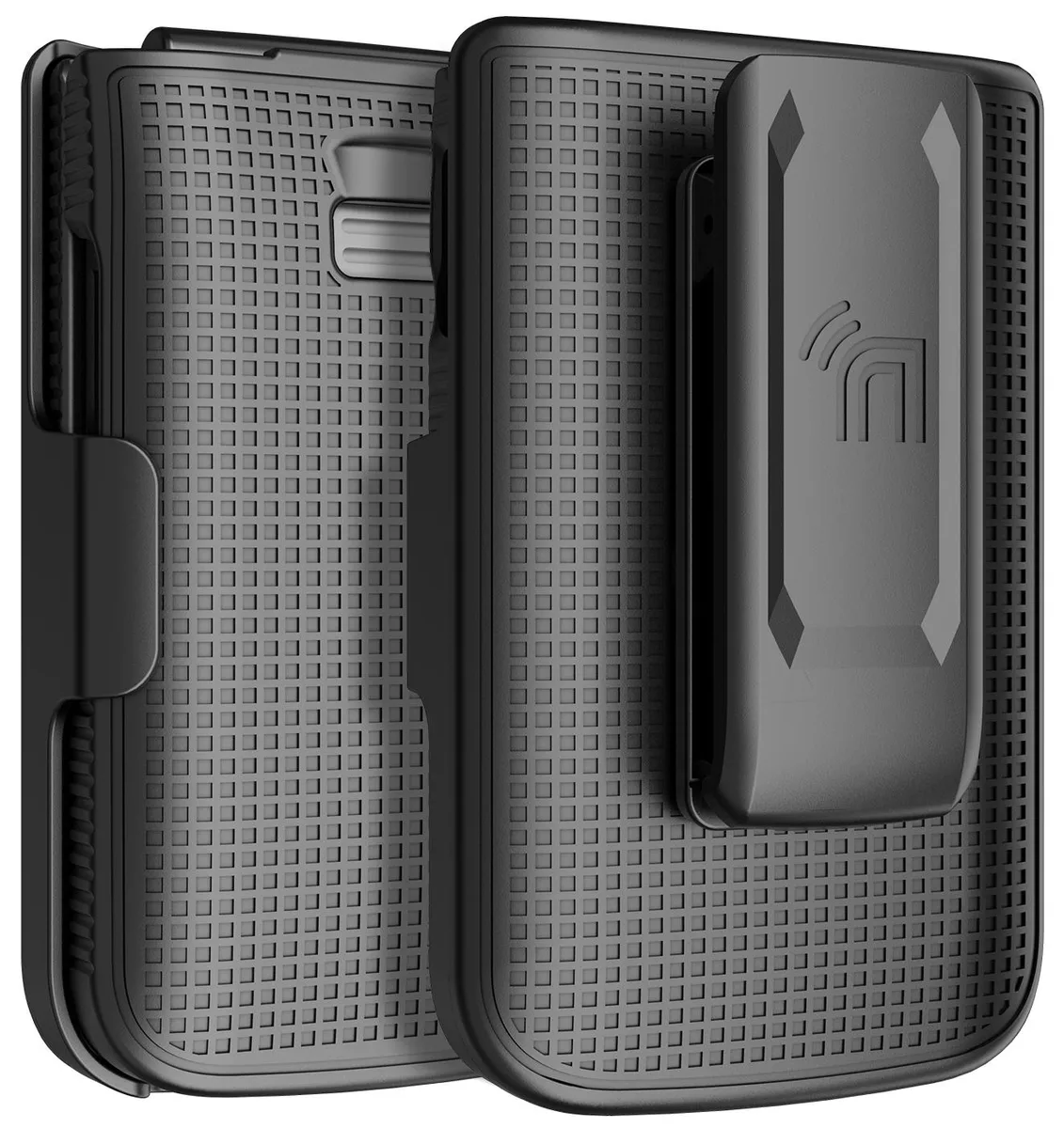 Nakedcellphone Nakedcellphone Grid Hard Case &amp; Belt Clip Holster Combo for TCL Flip 3 (T435) - Black — product photo