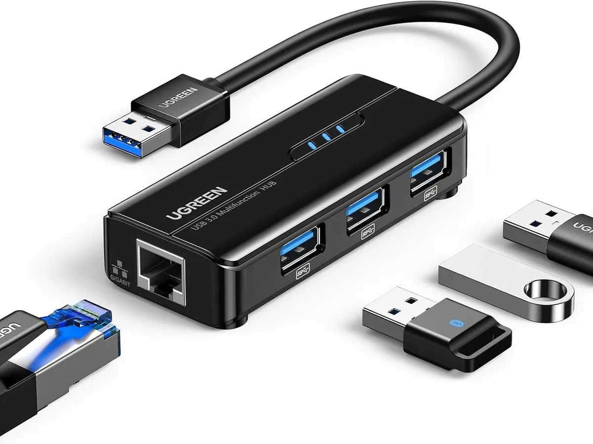 PISKEKAT PISKEKAT 5-in-1 USB 3.0 Gigabit Ethernet Hub with 3 USB 3.0 Ports game controller — product photo
