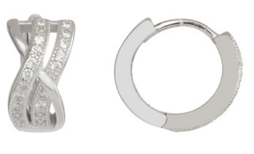 MST MST Double X Huggie Hoops 925 Silver 20 CZ 9mm BS1273ZZ — product photo