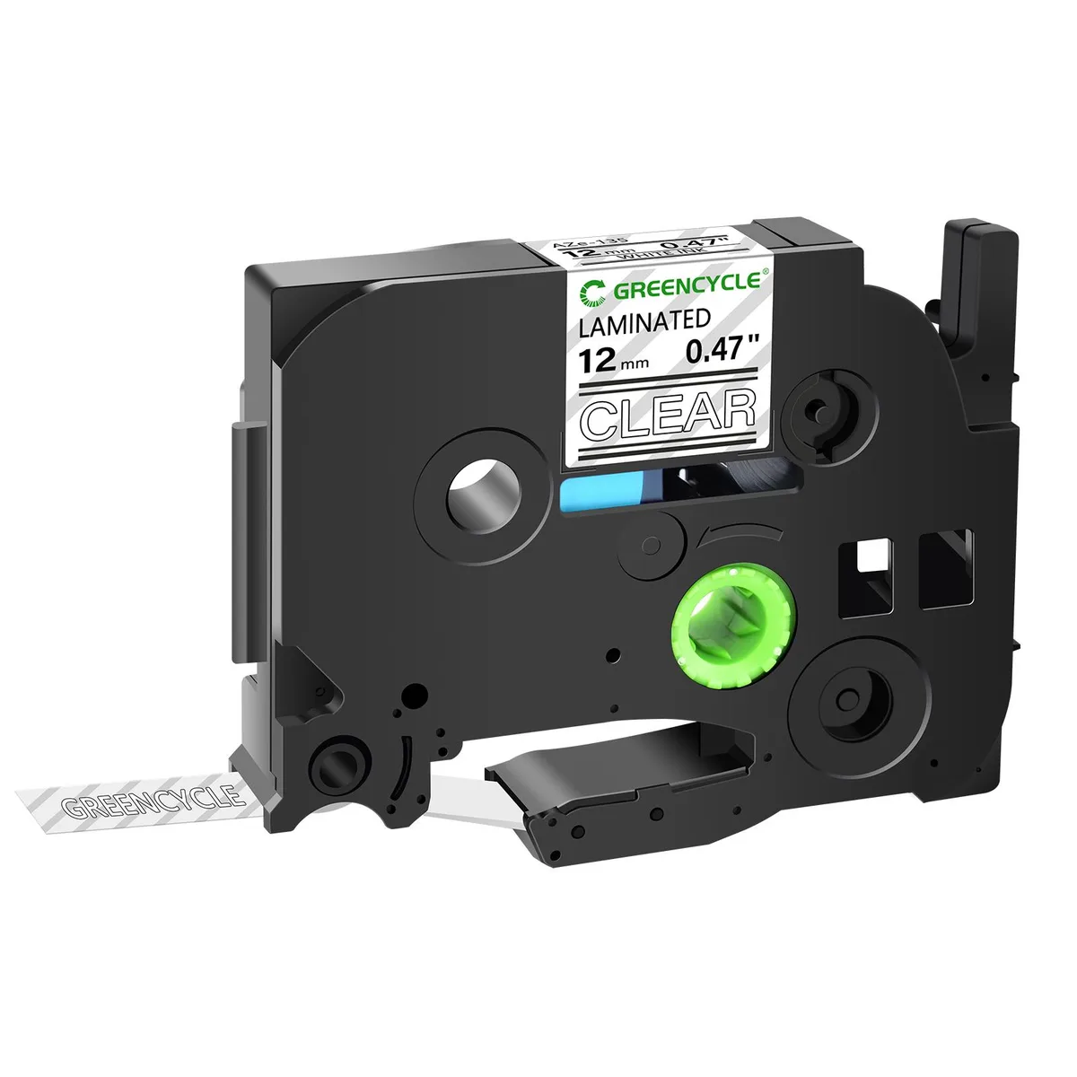 GREENCYCLE GREENCYCLE TZe-135 12mm White on Clear Label Tape — product photo