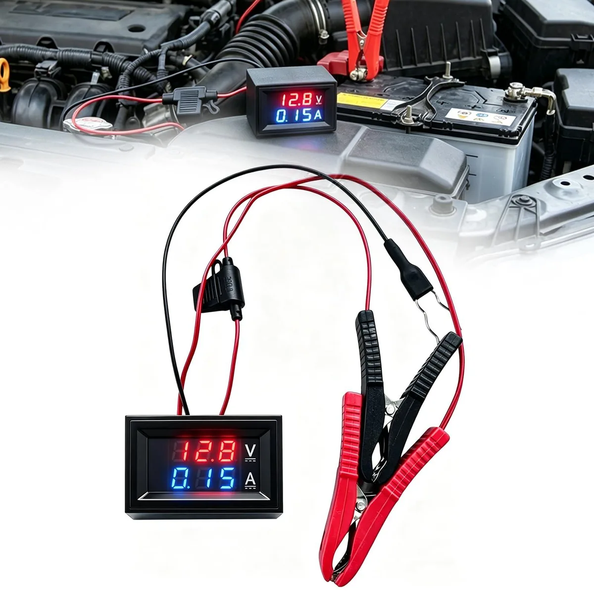  Parasitic Battery Drain Tester 12V Ammeter with Voltage Display — product photo