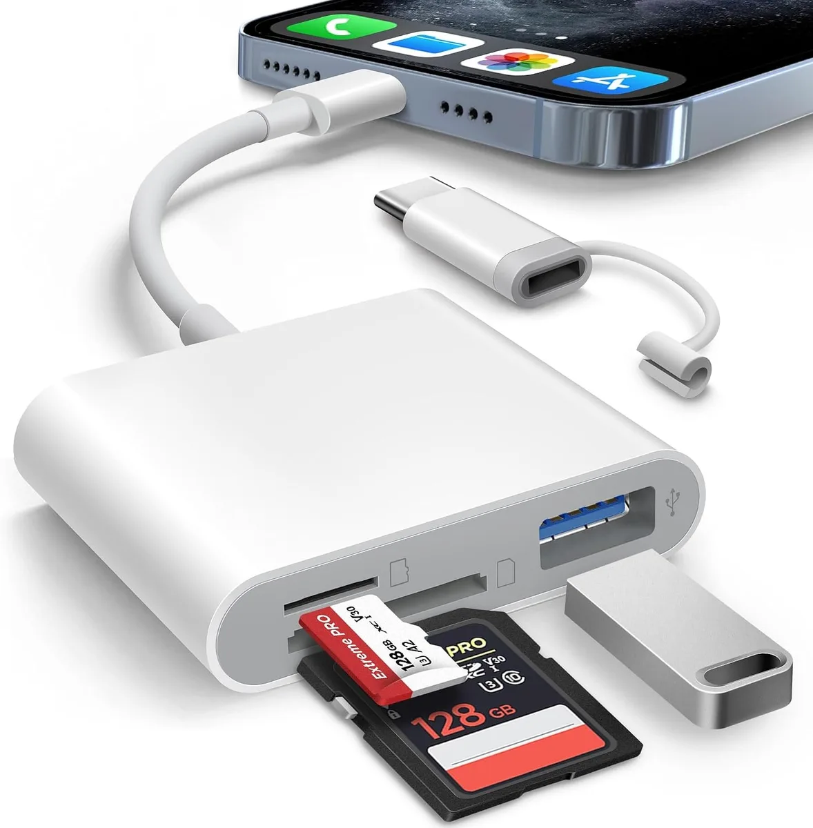 Boxwave Boxwave SD Card Reader Lightning USB-C Audio Adapter — product photo