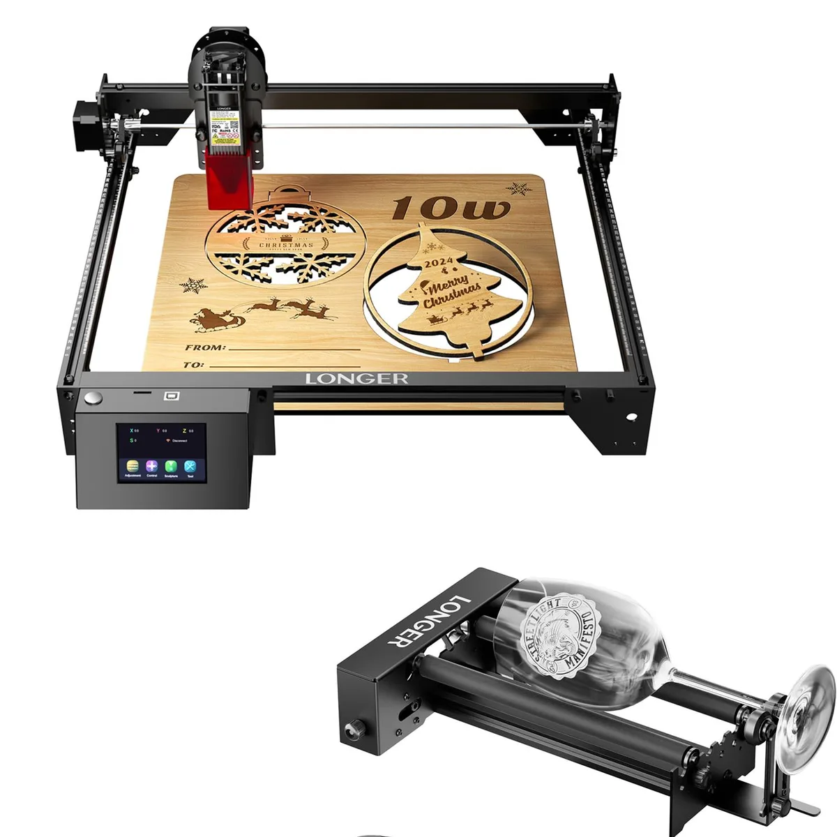 LONGER LONGER RAY5 10W Laser Engraver with Rotary Roller & Bracket — product photo