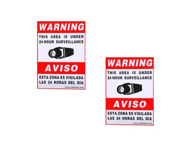 VideoSecu VideoSecu S011K2 CCTV Camera Warning Sticker 11.5x8.3" 2 Pack — product photo