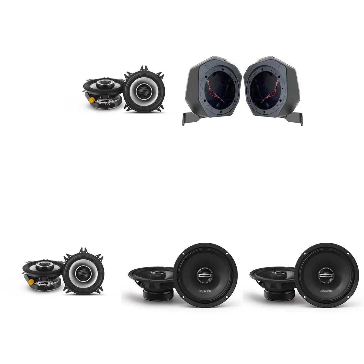 Alpine Alpine Bronco Bundle S2-S40 4" DM-65-G 6.5" BR-B65U Pods car speaker — product photo