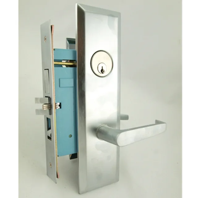 MAXTECH MAXTECH 1033 Right Hand Satin Chrome Mortise Entry Lever Lockset 2-3/4 — product photo