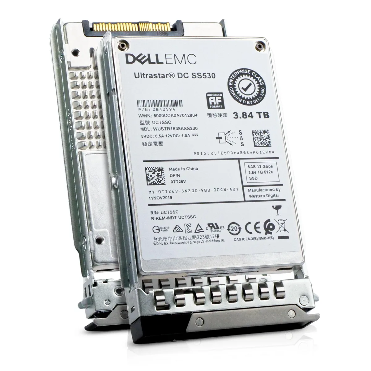 DELL DELL 0TT26V 3.84TB SAS 12Gb/s 2.5in enterprise SSD — product photo