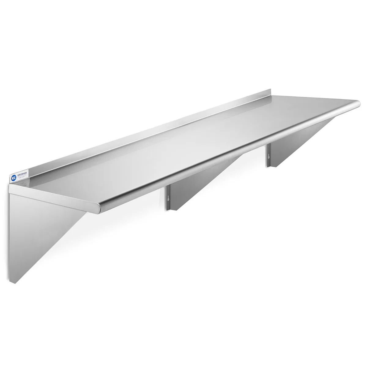 Gridmann Gridmann 12" x 72" Stainless Steel Wall Mount Shelf with Backsplash, 18-Gauge #430, NSF GR55-1272 — product photo