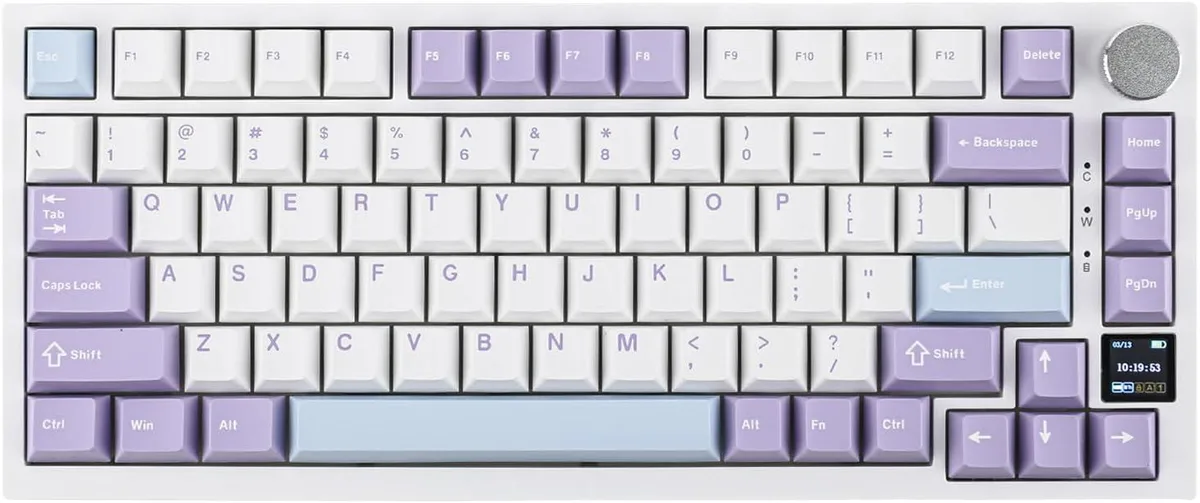 TUKO TUKO AK820 Pro 75% Wireless Mechanical Gaming Keyboard Purple TFT Display Knob — product photo