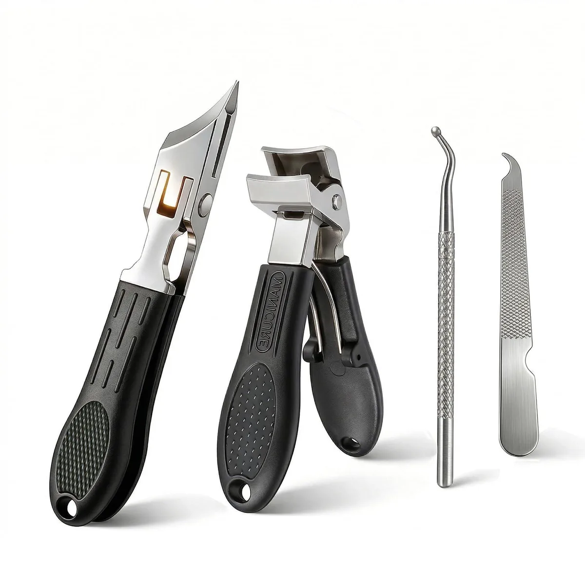 Generic 4-in-1 Toenail Clipper Set Eagle Beak Slanted Angled Head Stainless Steel Blue — product photo