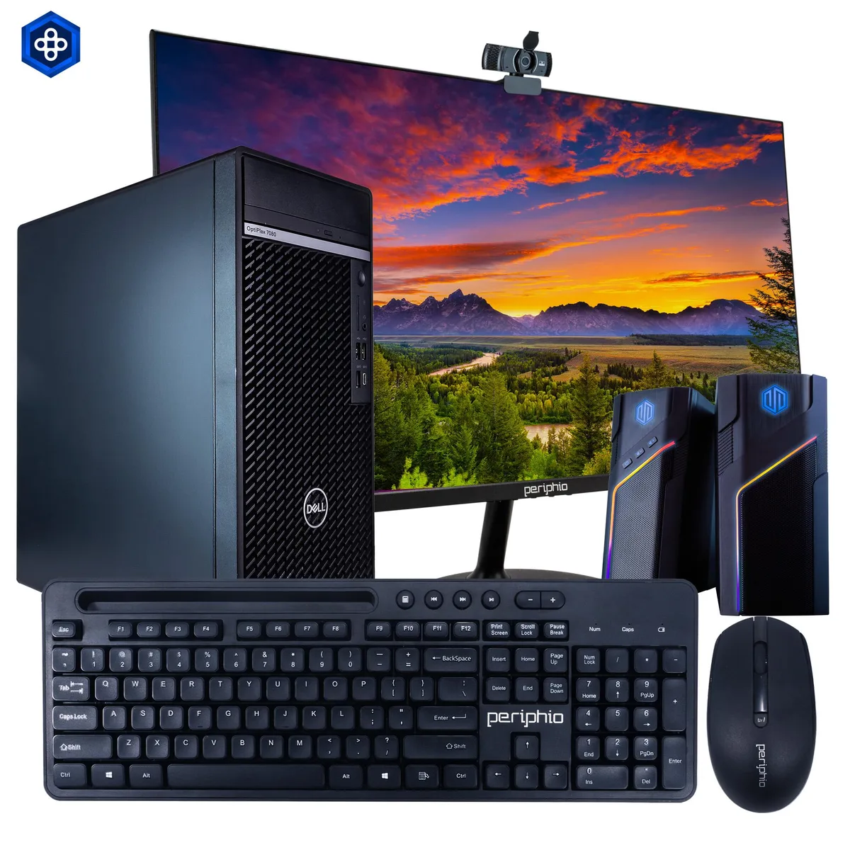 DELL DELL OptiPlex 7080 Tower desktop PC 10500 3.2GHz 16GB DDR4 500GB SSD Windows 11 Home 24in monitor — product photo