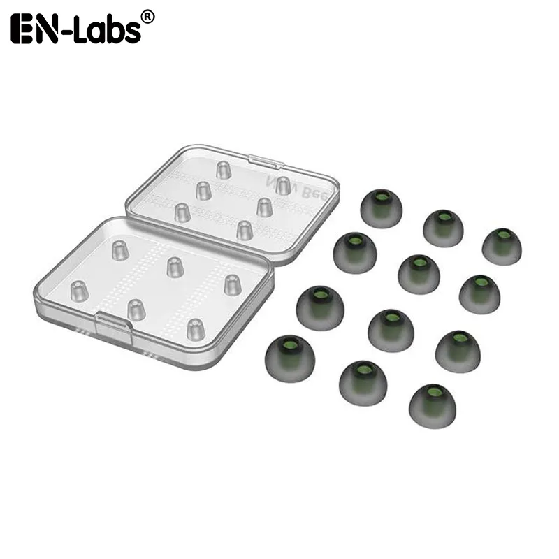 EN-Labs EN-Labs Silicone Earphone Tips 6 Pairs S/M/L 5mm-7mm Green Black — product photo