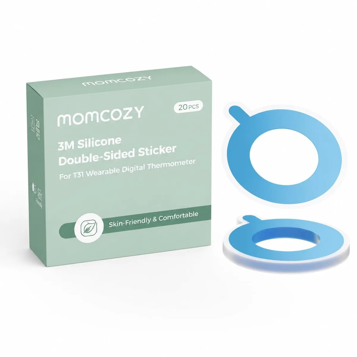 Momcozy Wearable Thermometer Replacement Stickers, 20 Count, Blue — product photo
