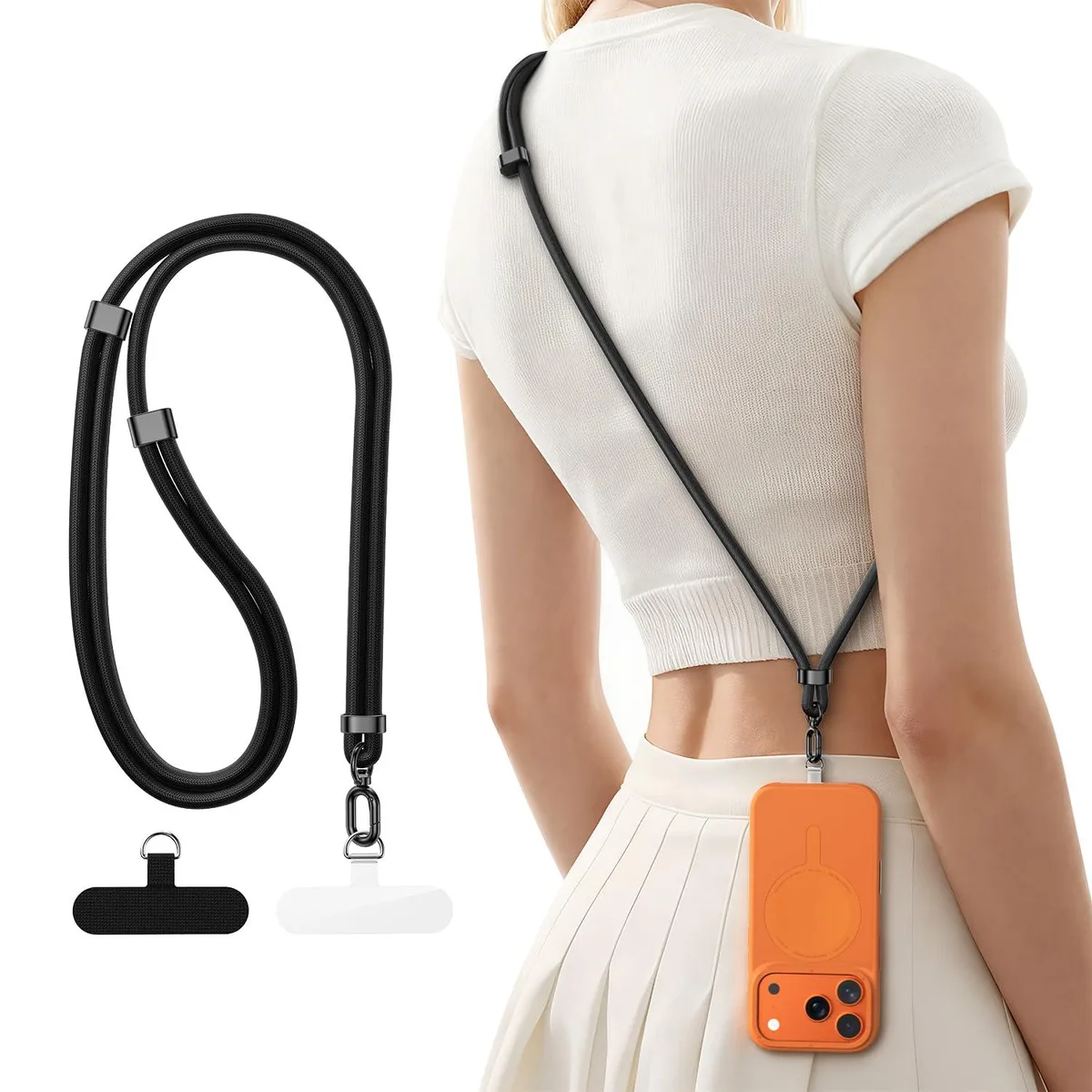 WpeakDrv Phone Lanyard Crossbody Black 14-30 in 75 g 2 TPU Tabs — product photo