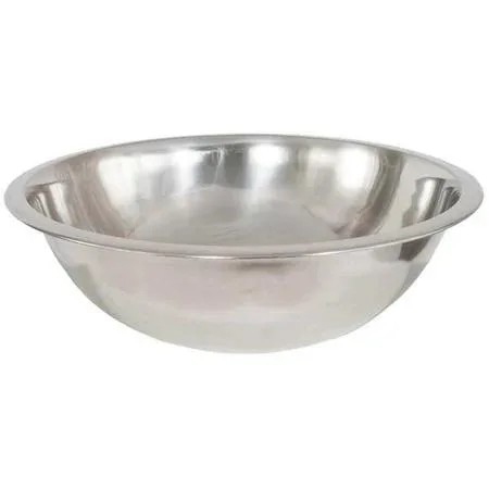 Stainless steel mixing bowl, silver finish, wide rounded form, 8 qt capacity