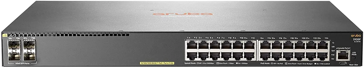 HP HP Aruba 2930F JL261A 24-port PoE+ 4 SFP network switch — product photo