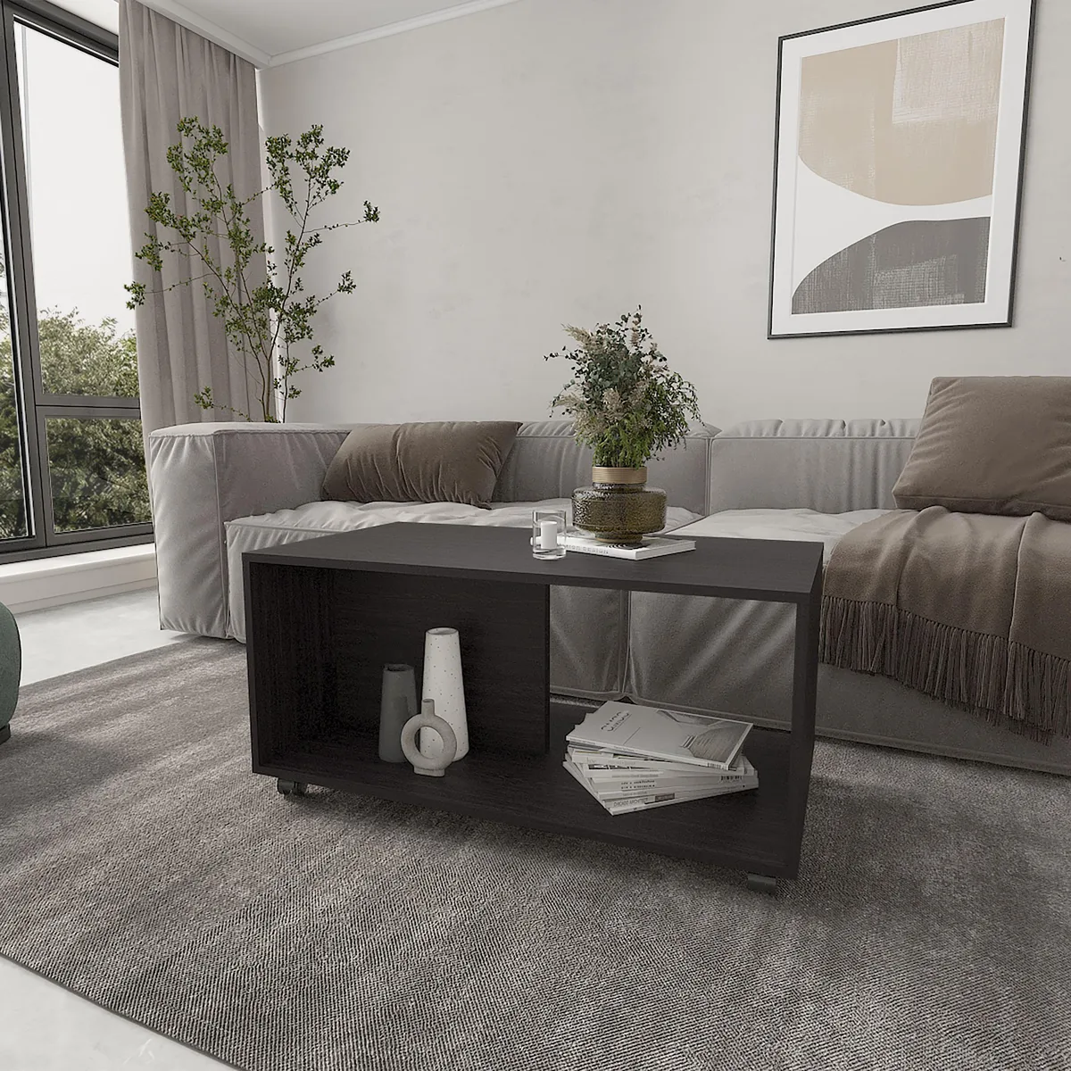 tuphen tuphen Gu Oidak coffee table with caster wheels, Wenge finish — product photo