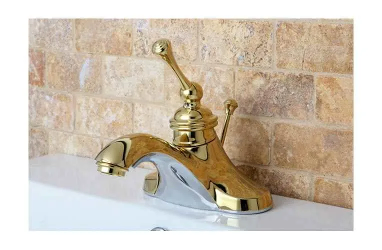Polished brass angle stop valve with cylindrical lever handle