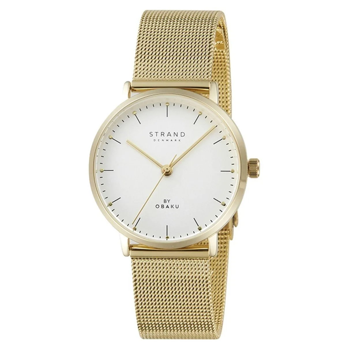 Obaku Gonone white dial watch on stainless steel bracelet