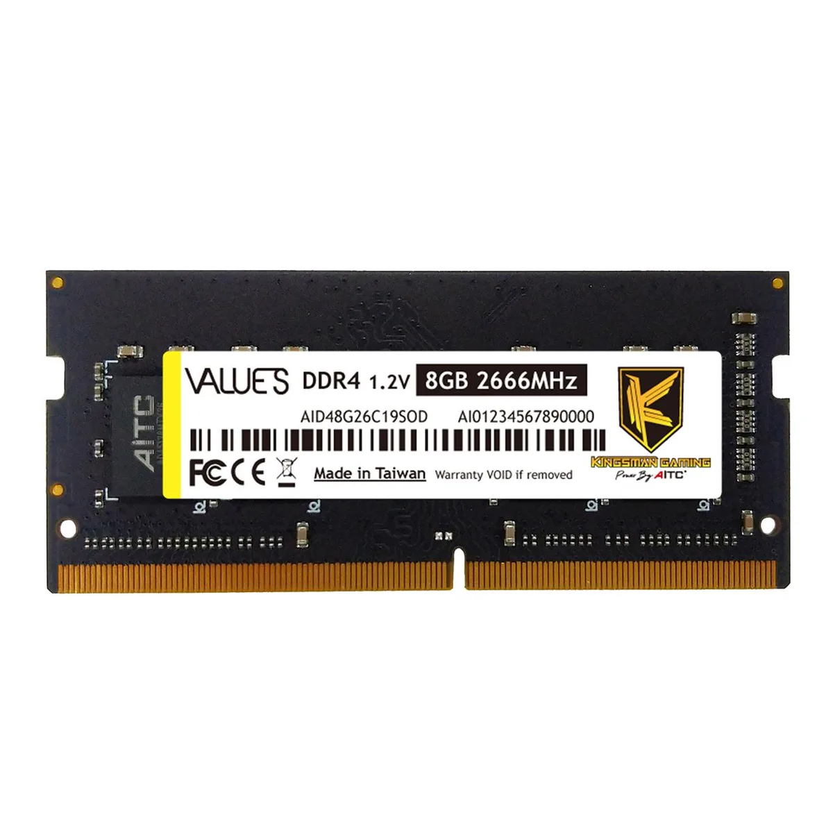 KINGSMAN GAMING KINGSMAN GAMING KSD48G26C19SOD 8GB DDR4 2666 CL19 laptop RAM — product photo