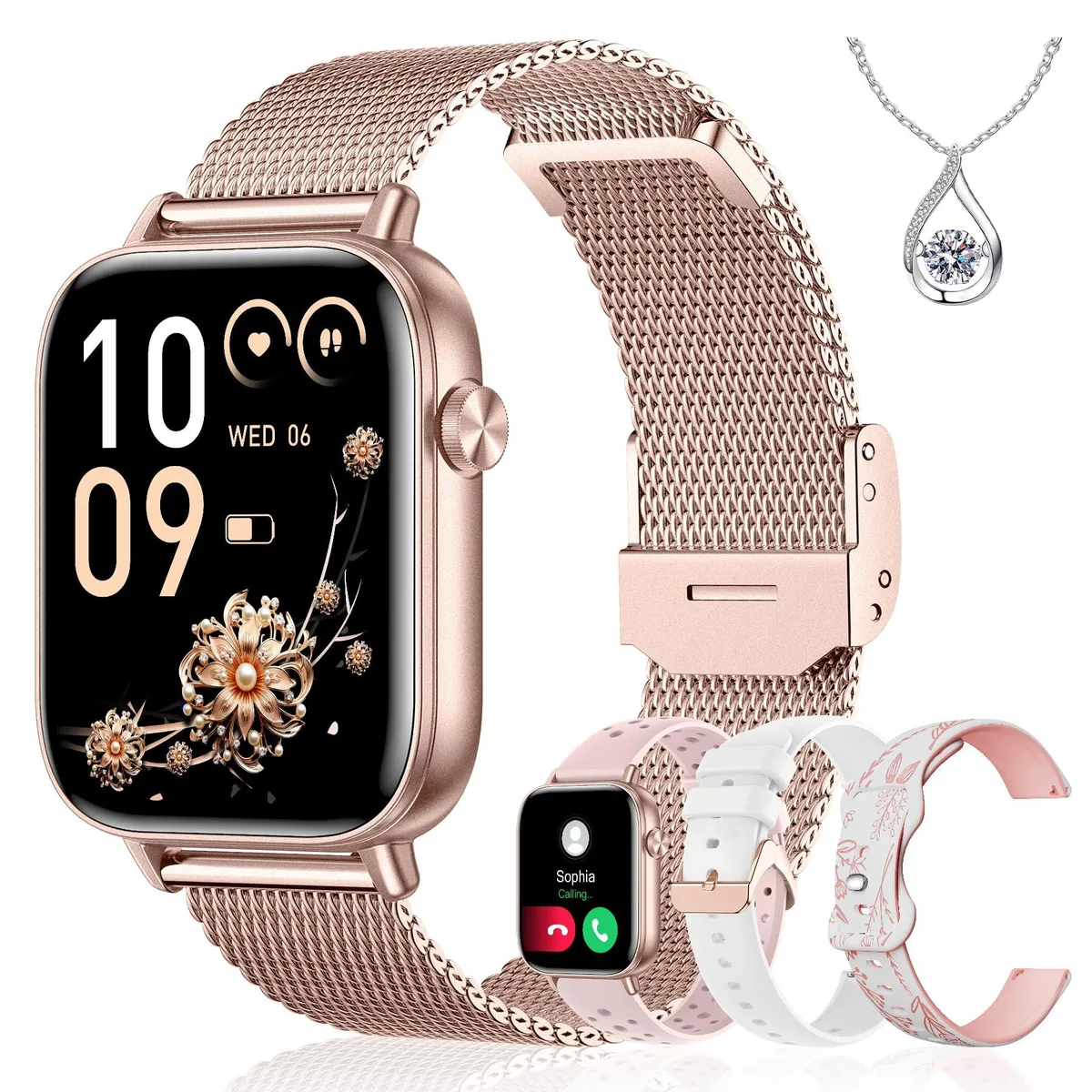  Iaret 1.83" smart watch Rose Gold 4 bands — product photo