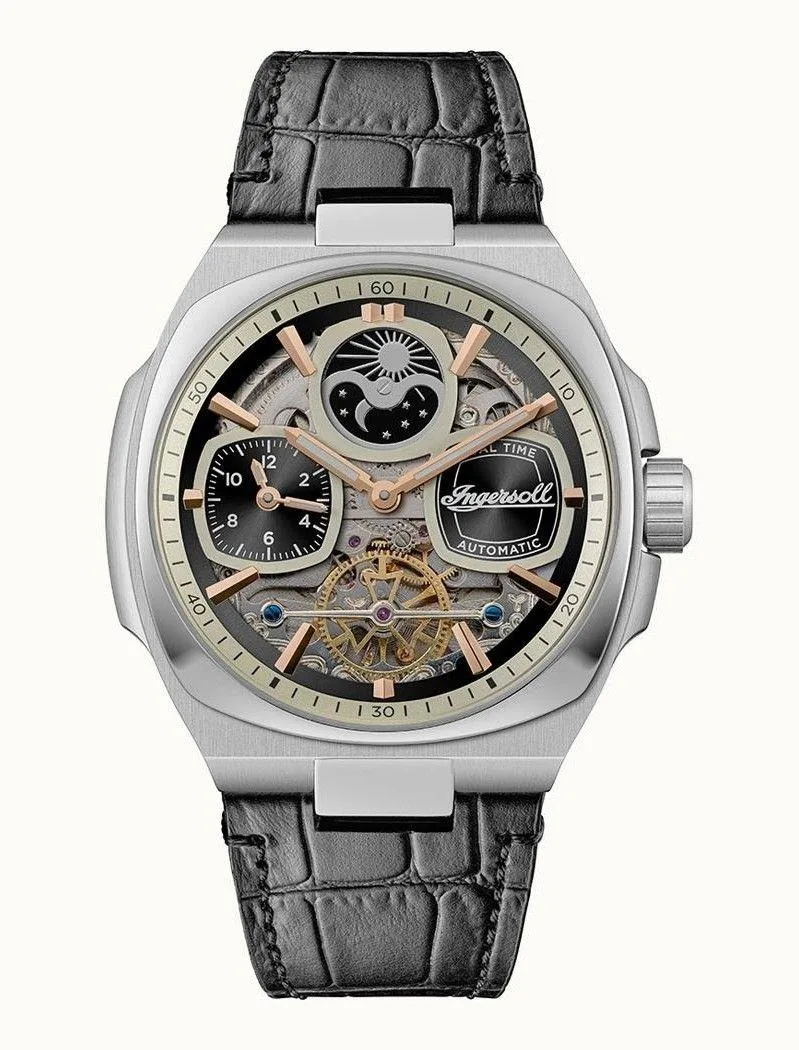 Ingersoll/Rand Ingersoll/Rand The Spirit Moon Phase I15801 Automatic Skeleton Dial Leather Strap Men's Watch — product photo