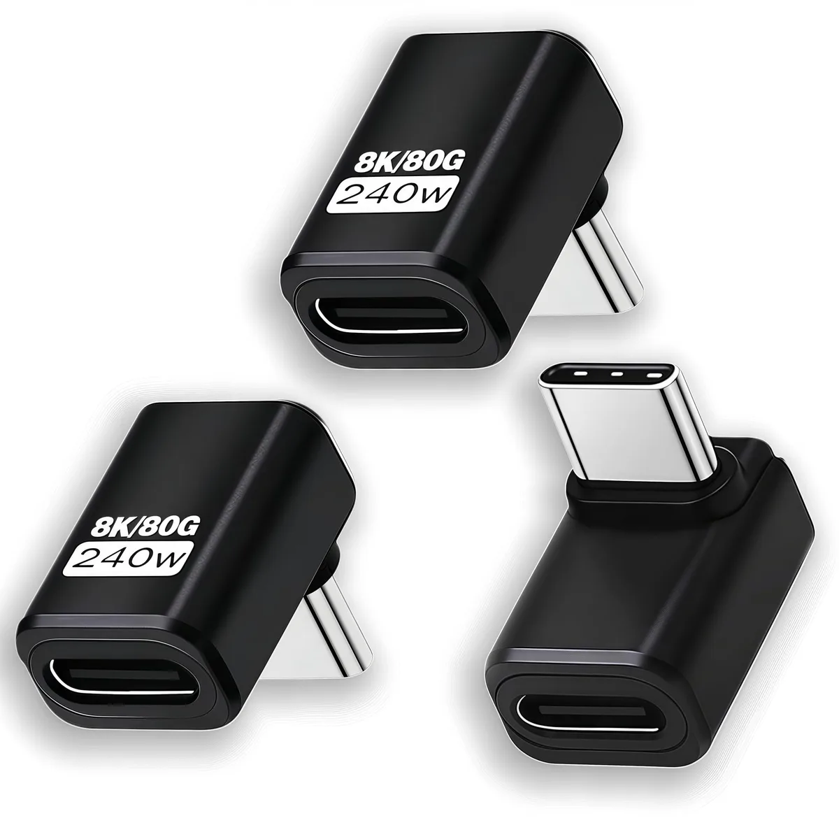  basecolors 3P L Black USB-C 90 Degree Adapter 3 Pack — product photo