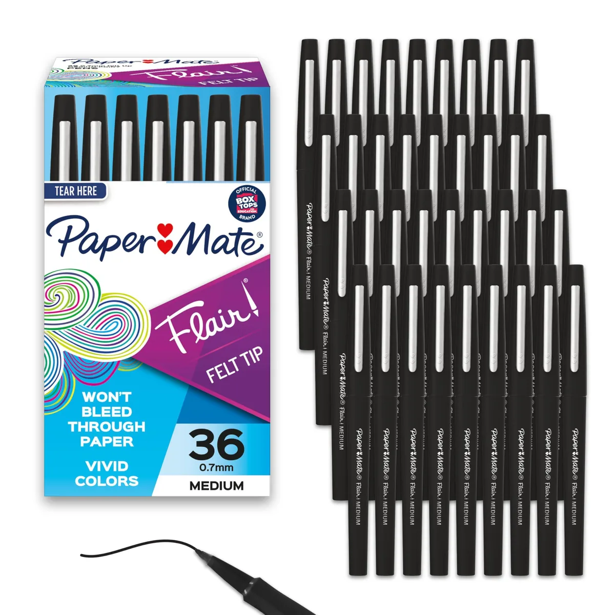  Paper Mate Flair Felt Tip Pens 0.7mm Black 36 Count — product photo