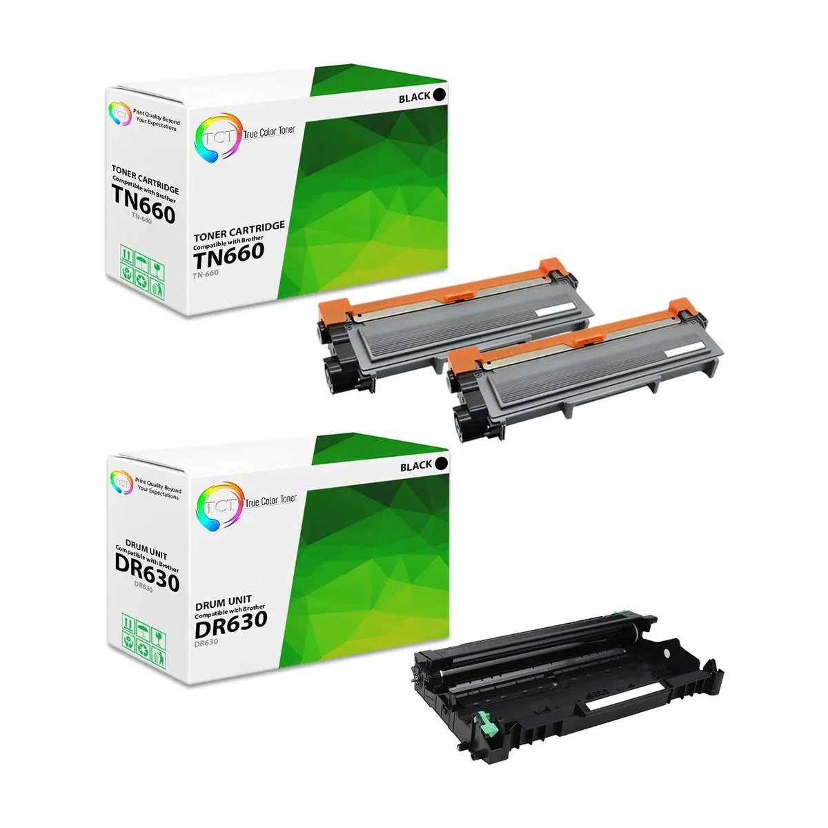 TCT TCT TN660 2-pack + DR630 drum unit toner cartridge — product photo