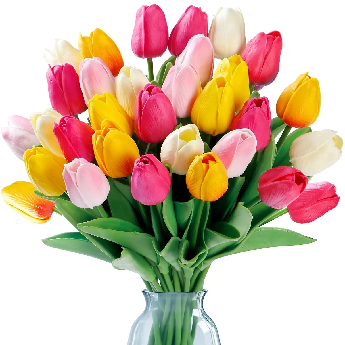 Sggvecsy 15 Pcs Artificial Tulip Stems Multi Colors Floral Arrangement — product photo