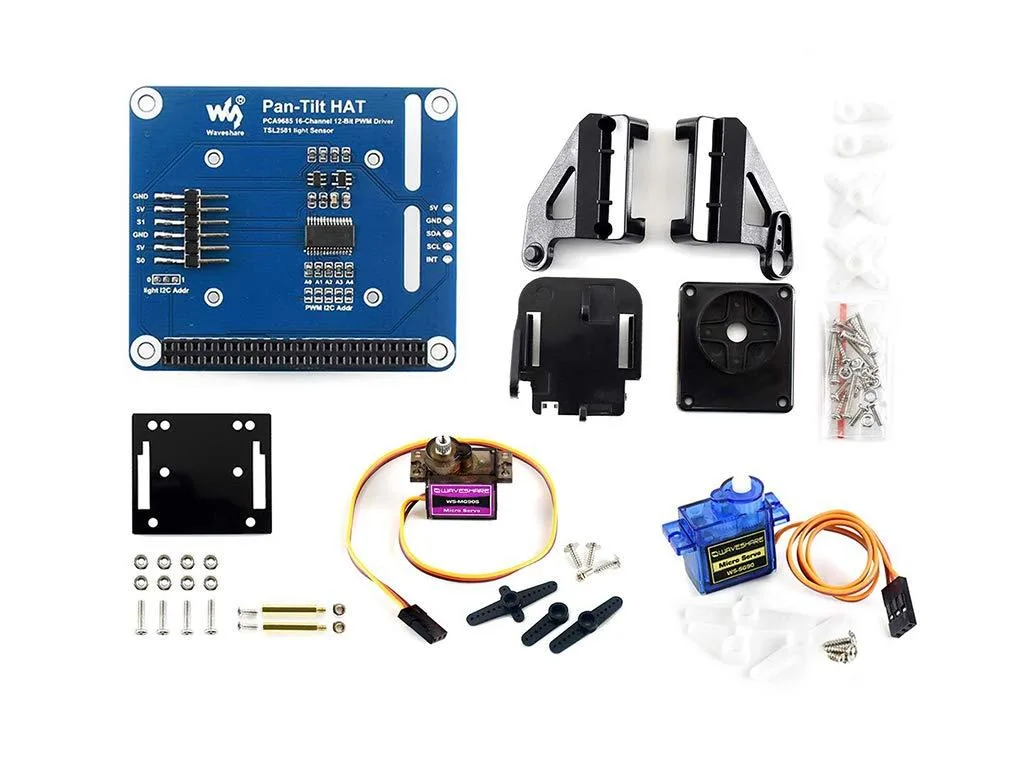LORDWORLD LORDWORLD 2-DOF Pan-Tilt HAT PCA9685 TSL2581FN development board — product photo