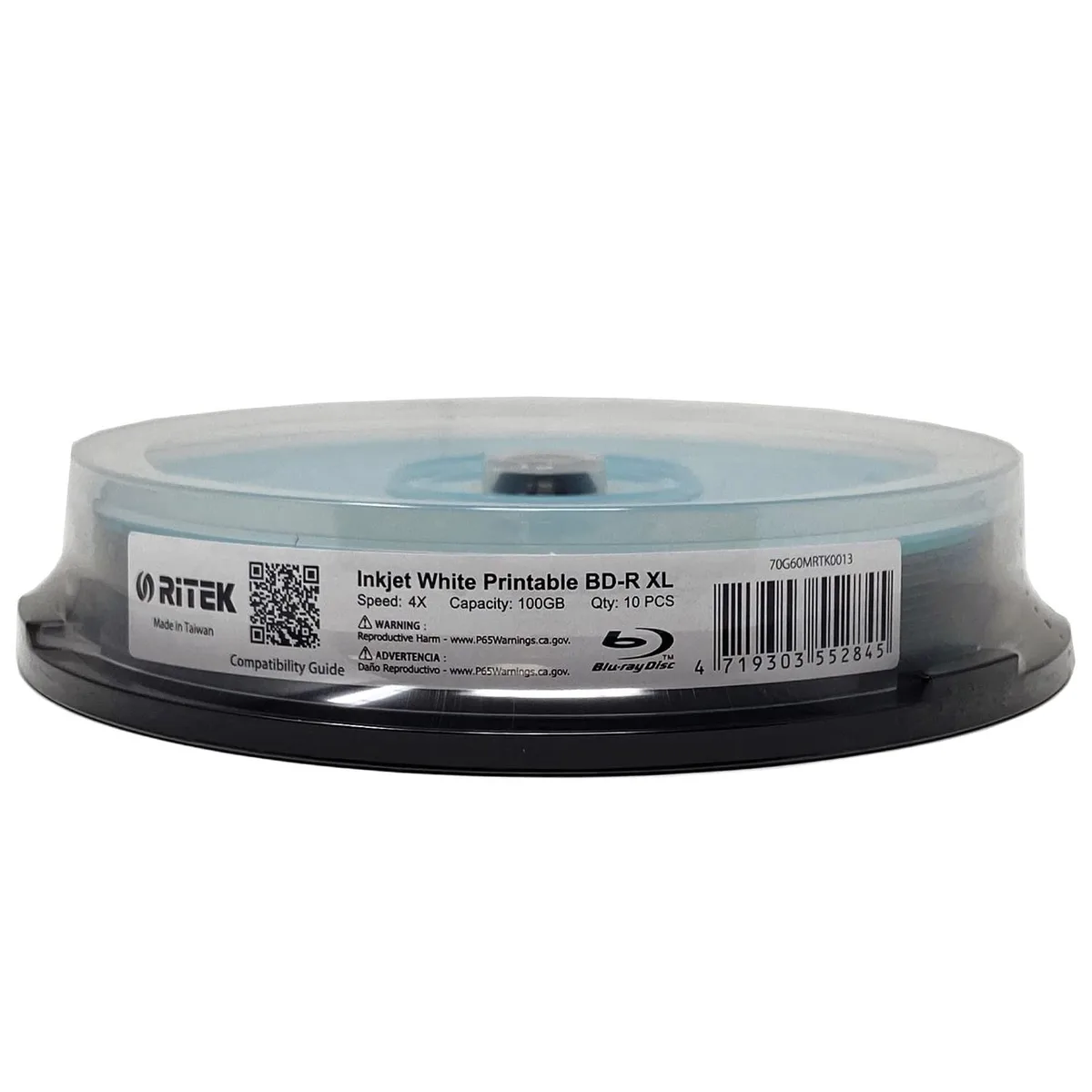 RITEK RITEK BD-R XL BDXL 100GB 4X White Inkjet Hub Printable 10 Pack — product photo