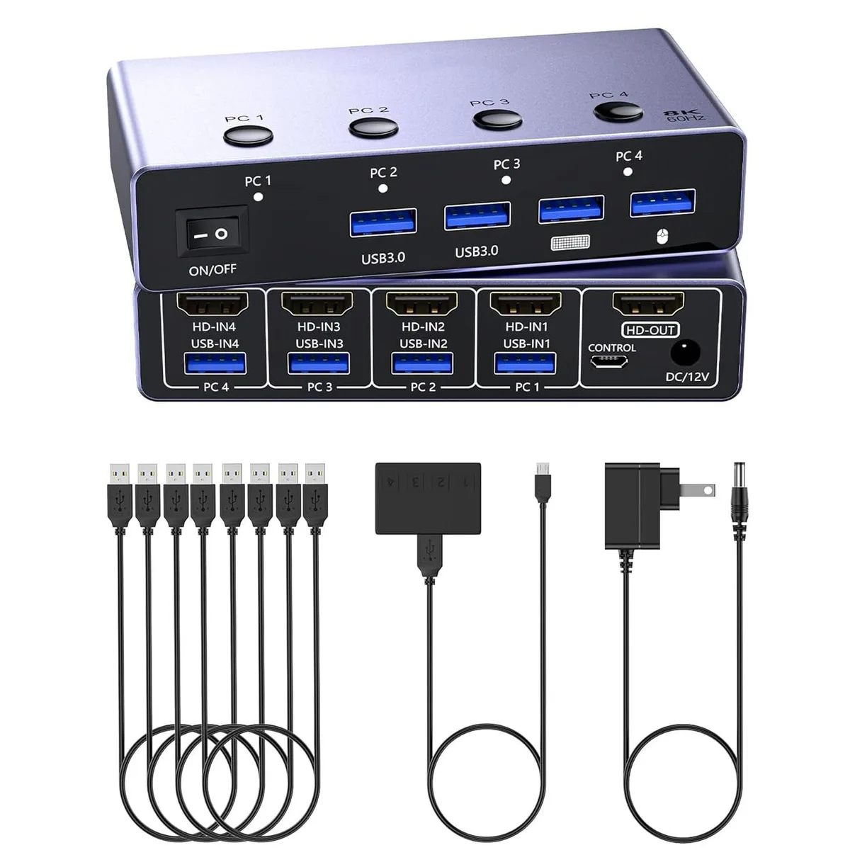 IHDAPP IHDAPP 8K@60Hz HDMI KVM Switch 4-Port USB 3.0 — product photo