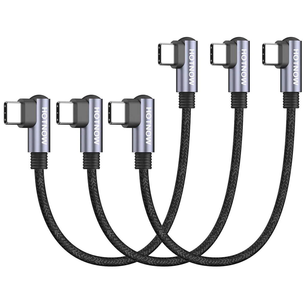  Honor 0.5FT USB-C to USB-C Right Angle Cable 3-Pack 65W — product photo
