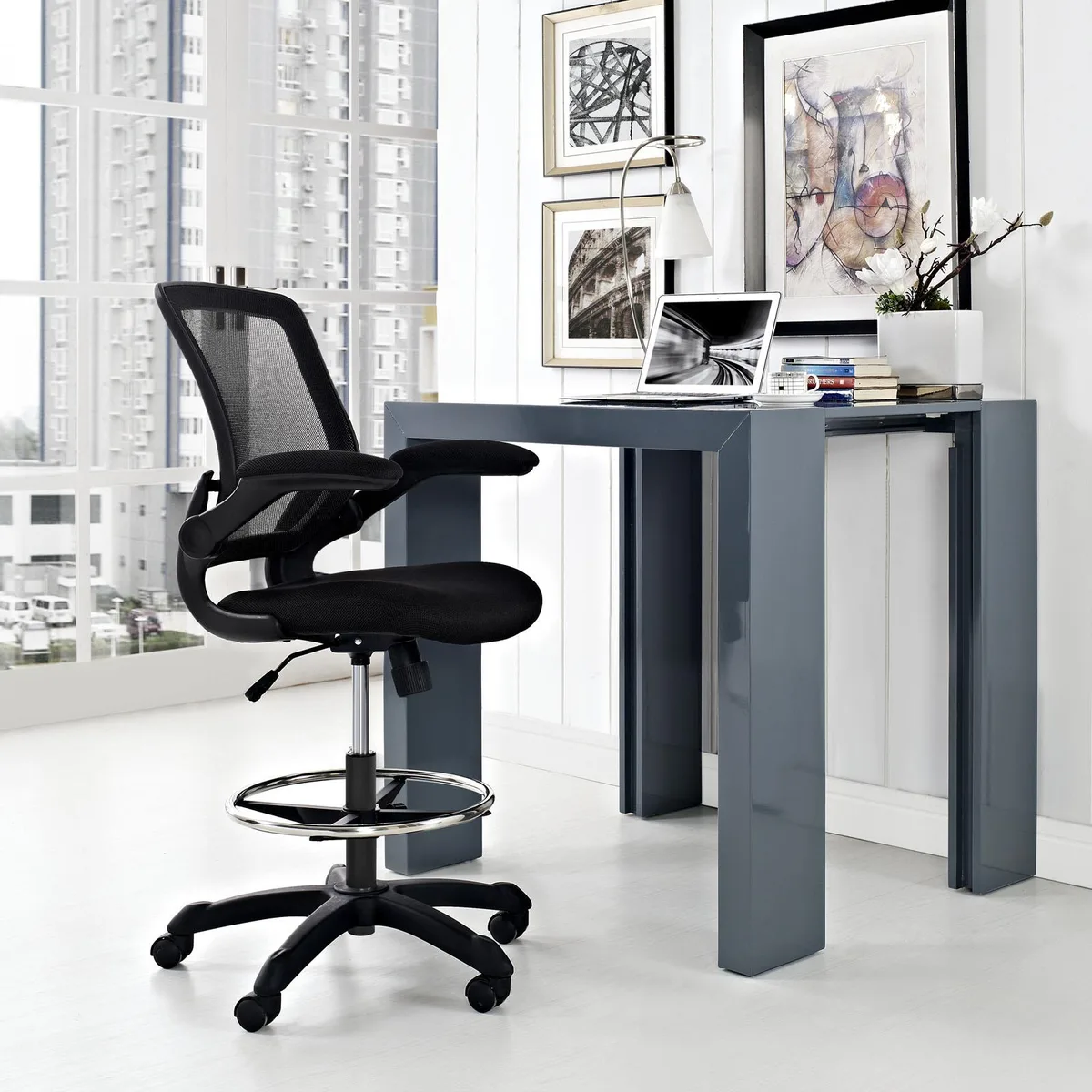 LexMod LexMod EEI-1423 Veer Drafting Stool Black Mesh 34 lb — product photo