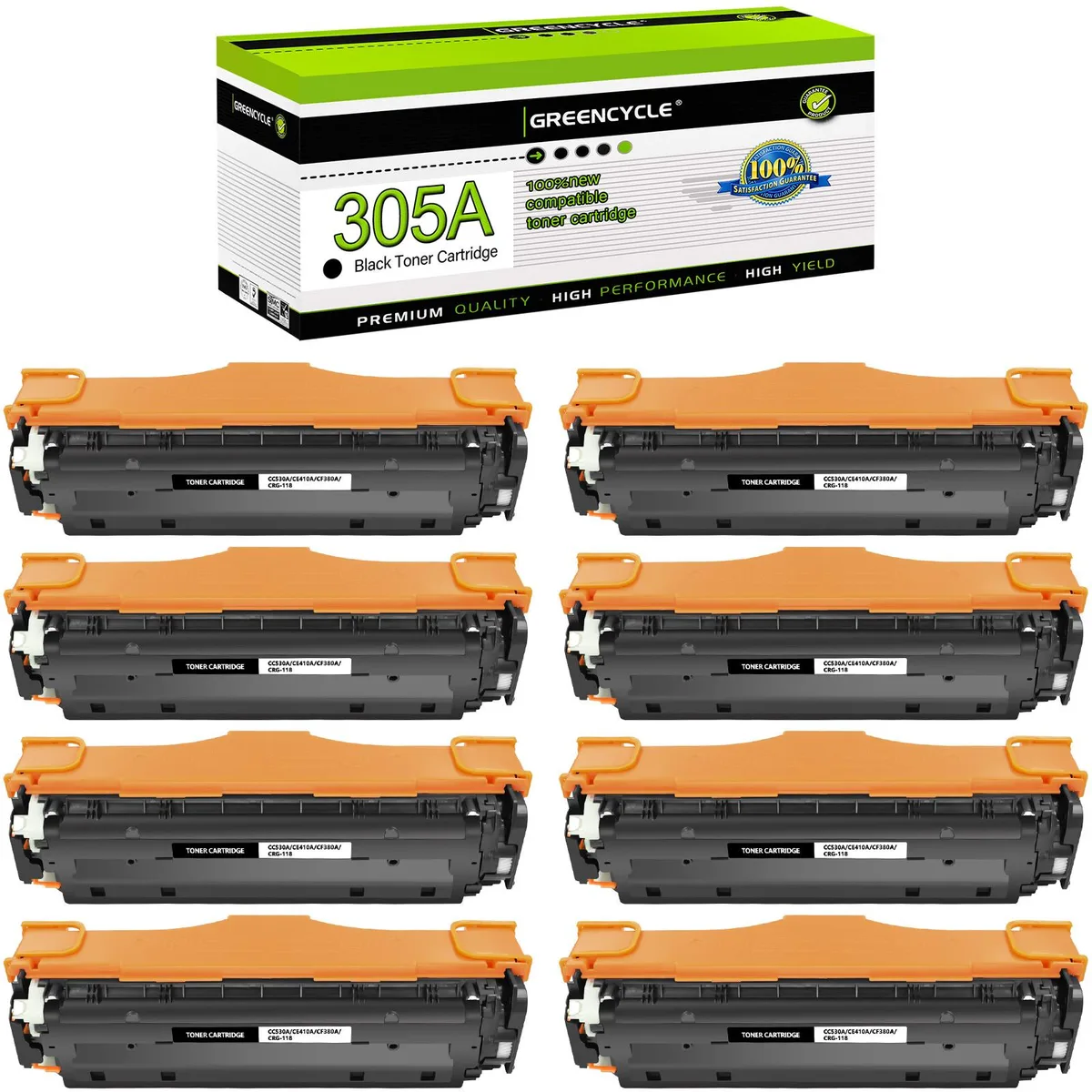 GREENCYCLE GREENCYCLE 8 Pack 305A Black Toner Cartridge — product photo