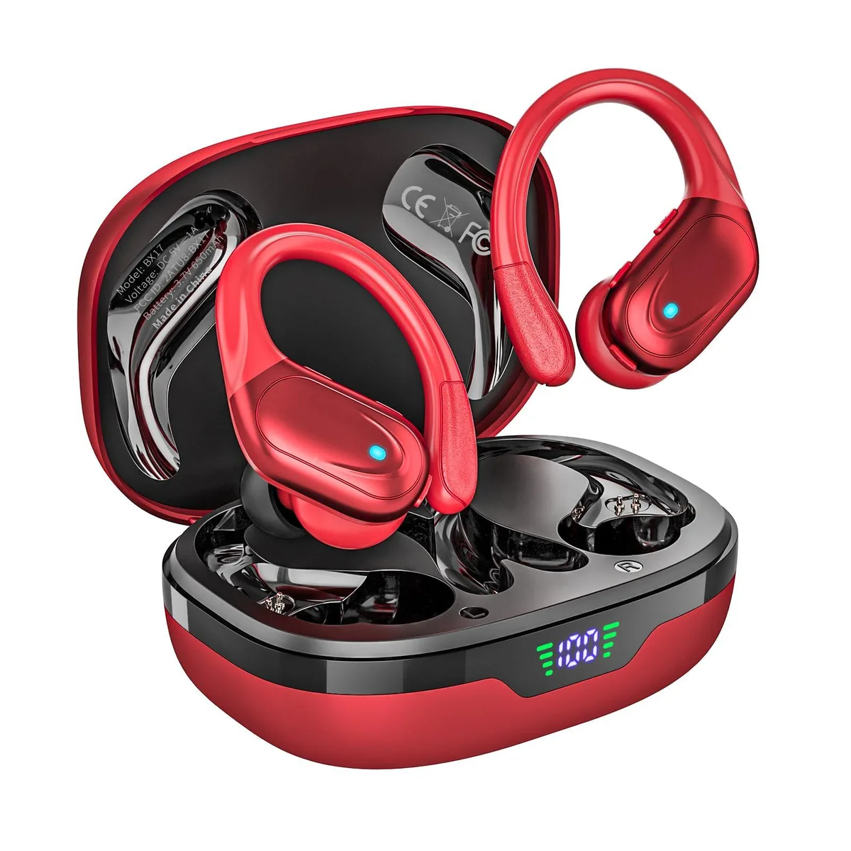 No Sew No Sew BX17 Wireless Earbuds Red 15h 80h IPX7 — product photo