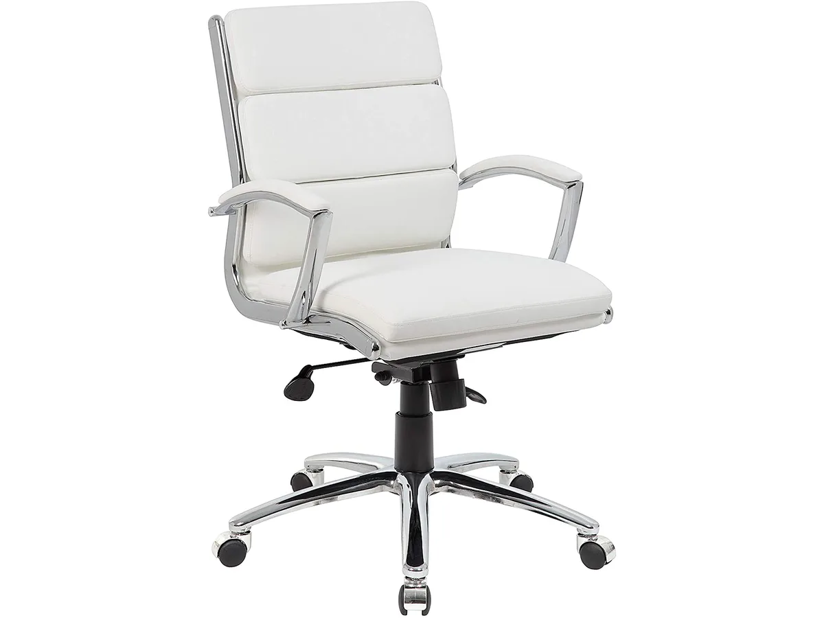 BOSS Office Products BOSS Office Products B9476-WT CaressoftPlus Executive Mid-Back Chair — product photo