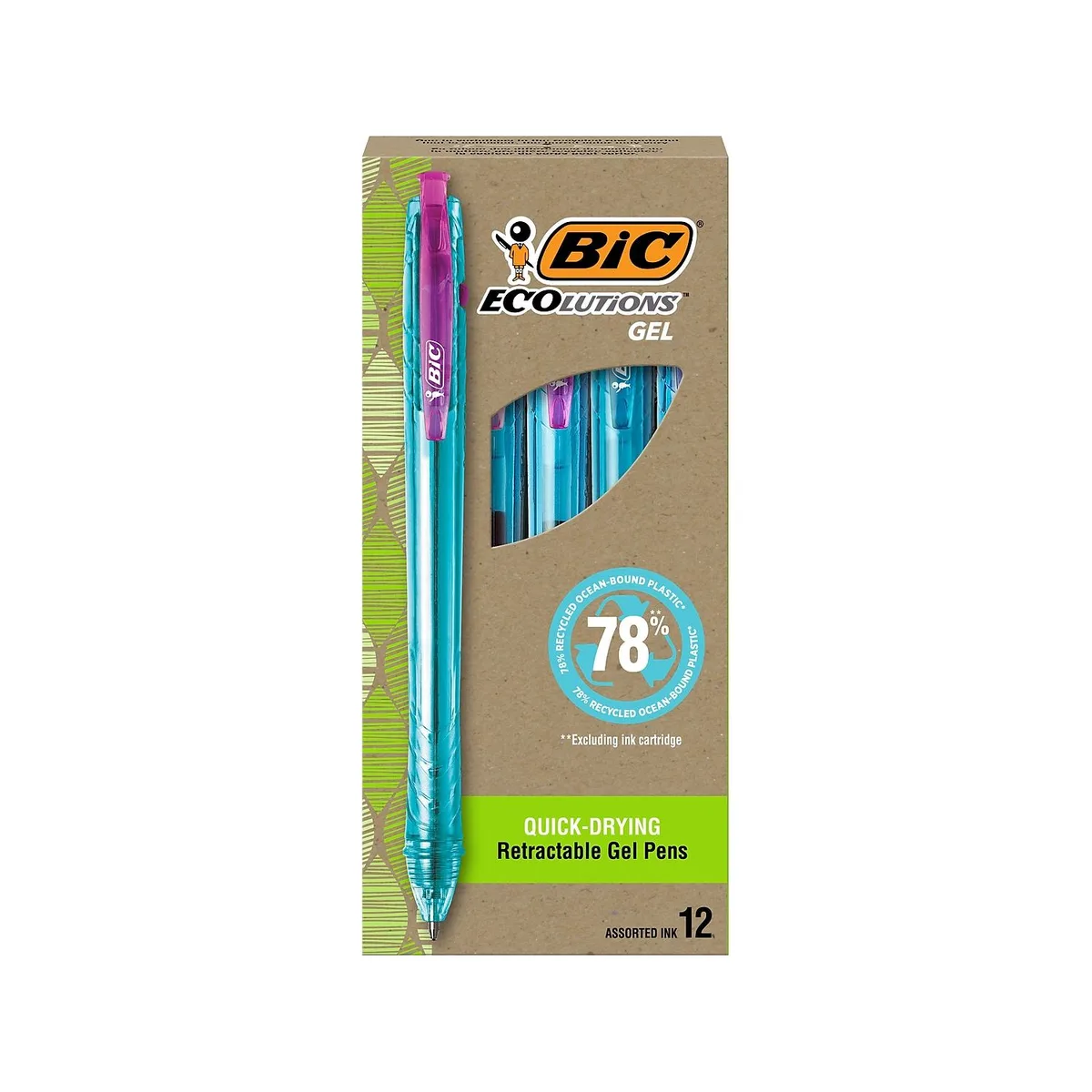 BIC BIC RGLE11-AST ECOlutions Retractable Gel Pen 1.0 mm Assorted 12/Pack — product photo