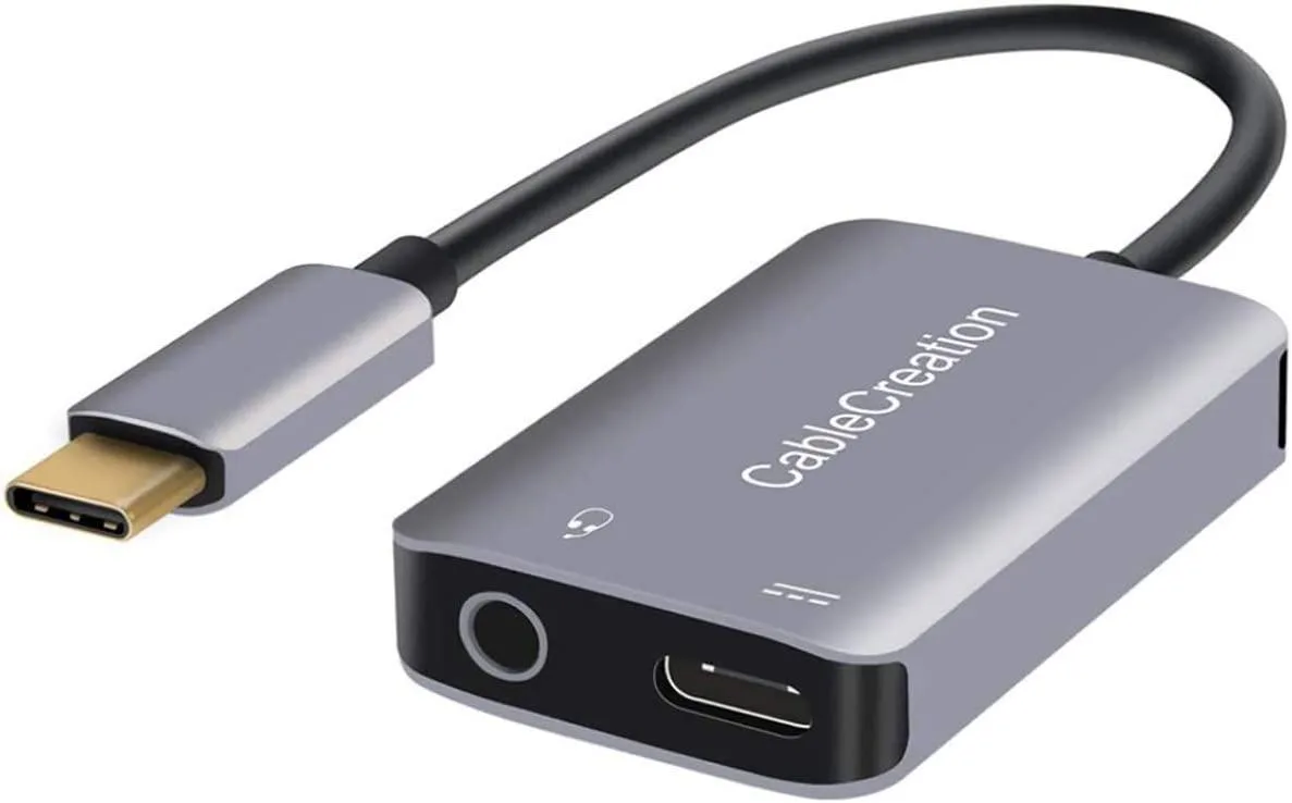 CableCreation CableCreation USB-C to 3.5mm Adapter PD Charging Gray — product photo