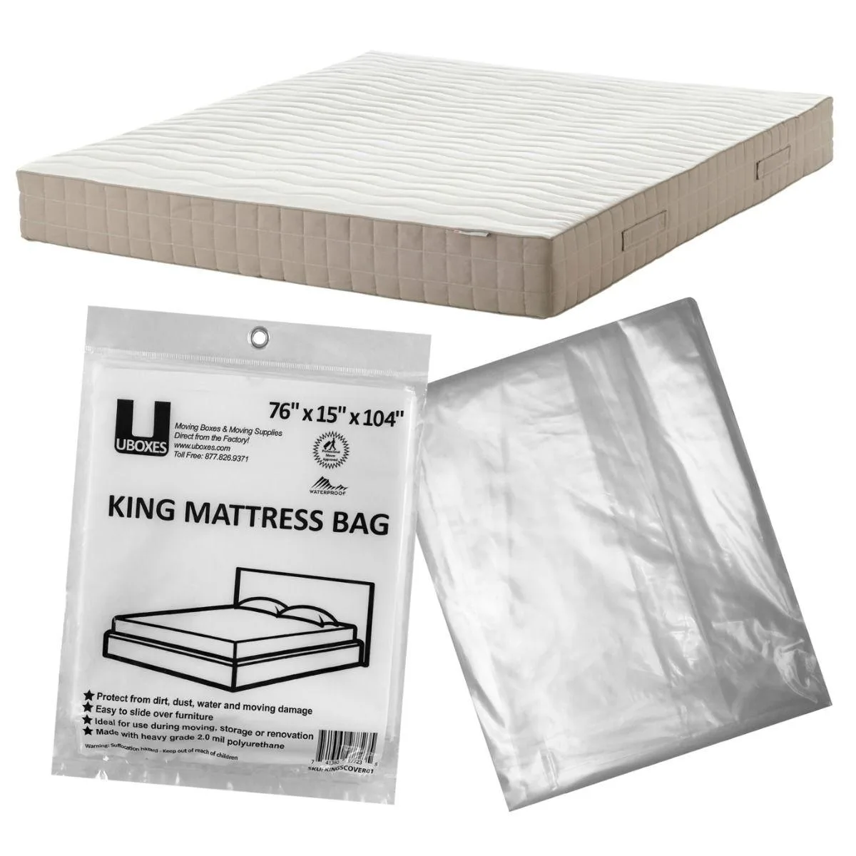 UBMOVE UBMOVE King Mattress Cover 76" x 15" x 104" Clear — product photo