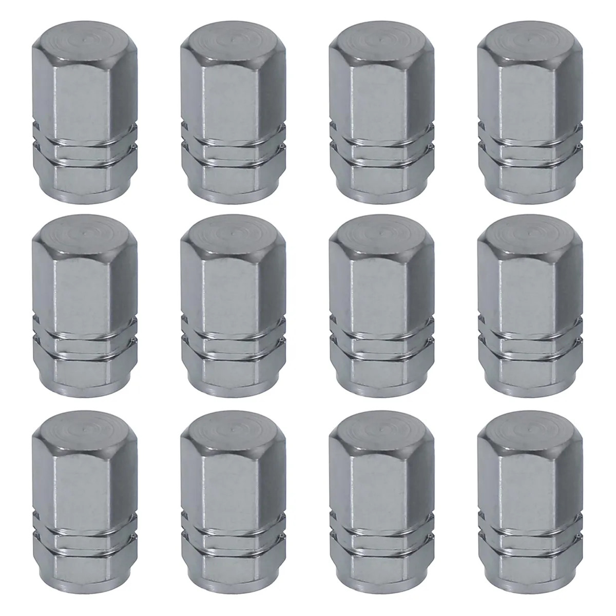 Unique-Bargains Unique-Bargains 12pcs Hexagon Tire Valve Stem Caps 7mm Gray — product photo