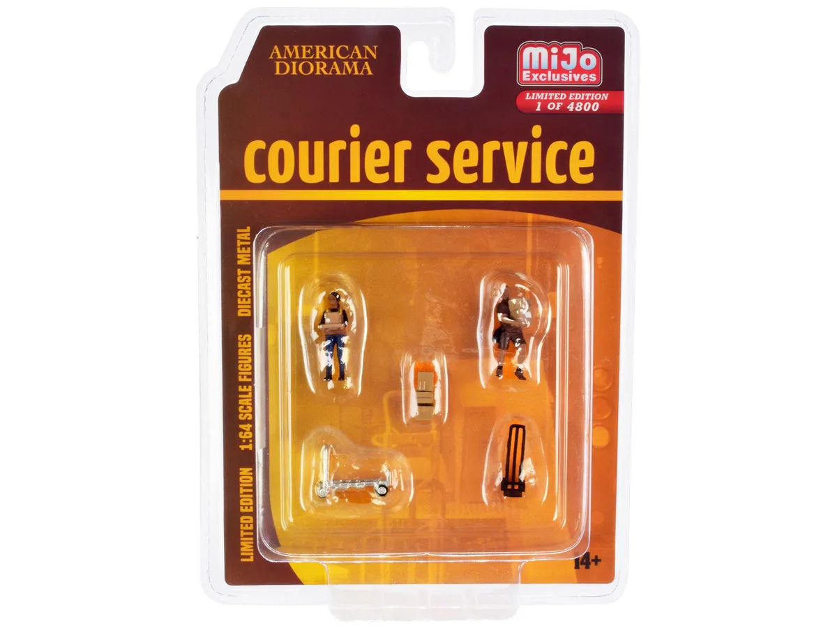 American Diorama American Diorama "Courier Service" 5-Piece Diecast Figures Set Limited Edition 4800 1/64 Scale — product photo