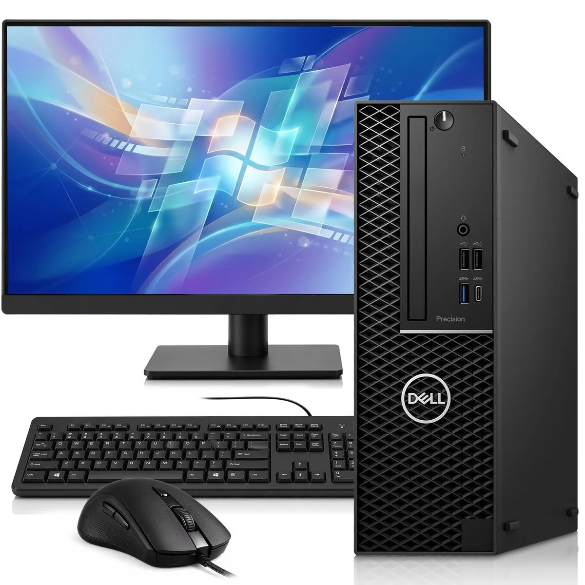 DELL DELL Precision 3430 Small Form Factor desktop PC, i5-8500, 8GB DDR4, 256GB SSD, 24" monitor, Windows 11 Pro — product photo